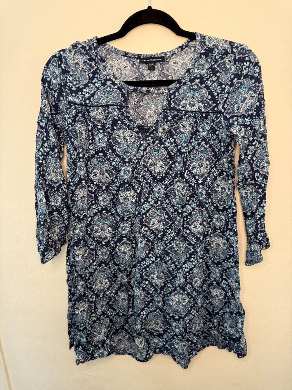 Blue Flowy Geometric Floral Dress – American Eagle Outfitters, XS